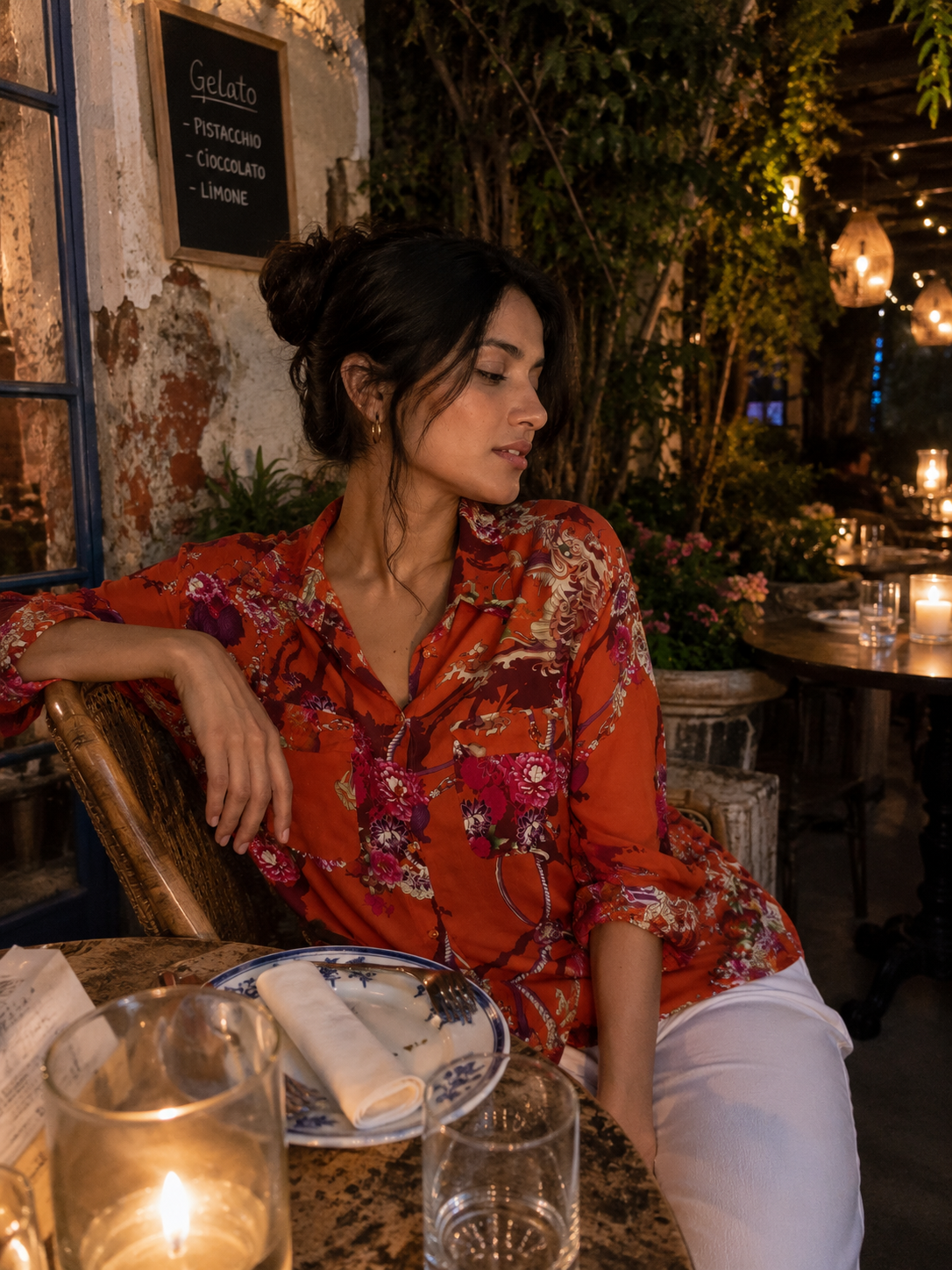 vibrant soft orange 🧡 floral cotton shirt