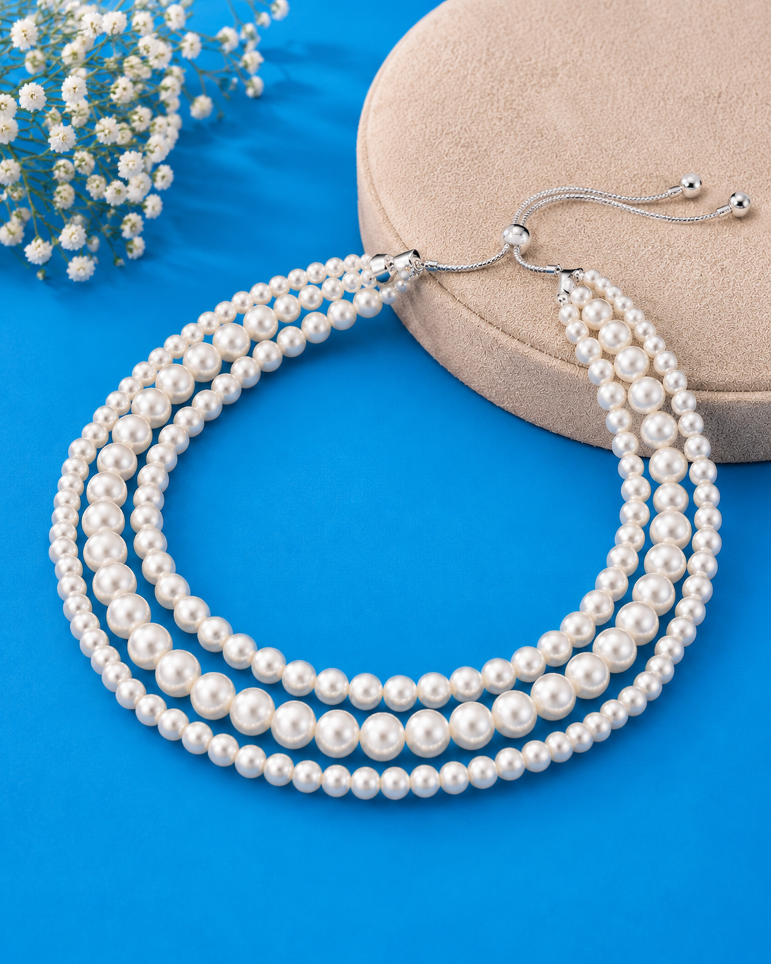 Royal Silver Pearl Necklace🤍🦪