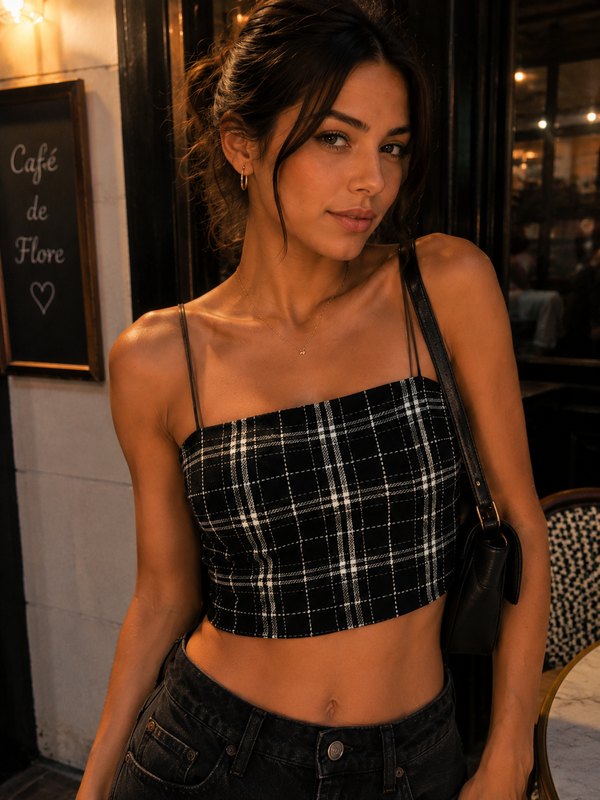 Noir 🖤🤍Check Crop Top