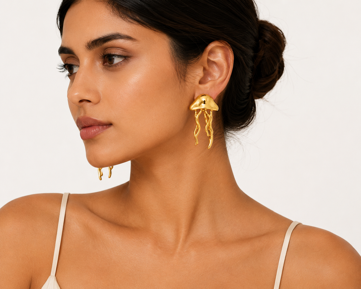 ✨ Golden jellyfish🪼 Drops Earrings