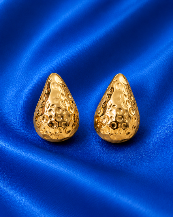 Golden 🟡🔨Hammered 💧Drop Earrings
