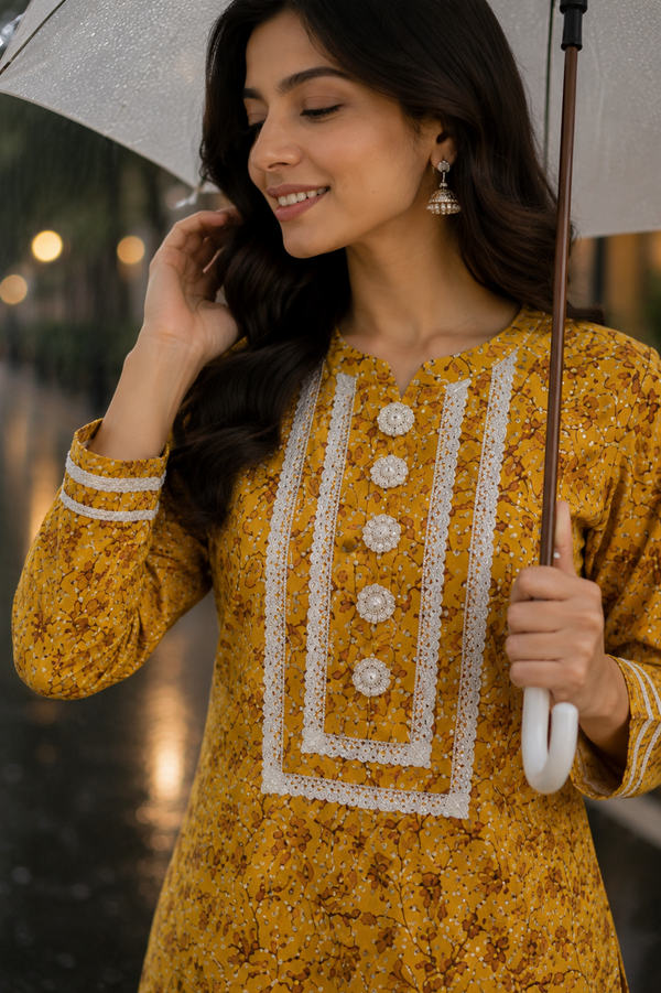 Vastrini🌞💛Sunlight Pearl 2-pc Cotton Kurti set