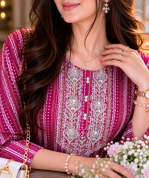 Vastrini Pink 💕Rose Glow 2-pc Cotton Kurti set