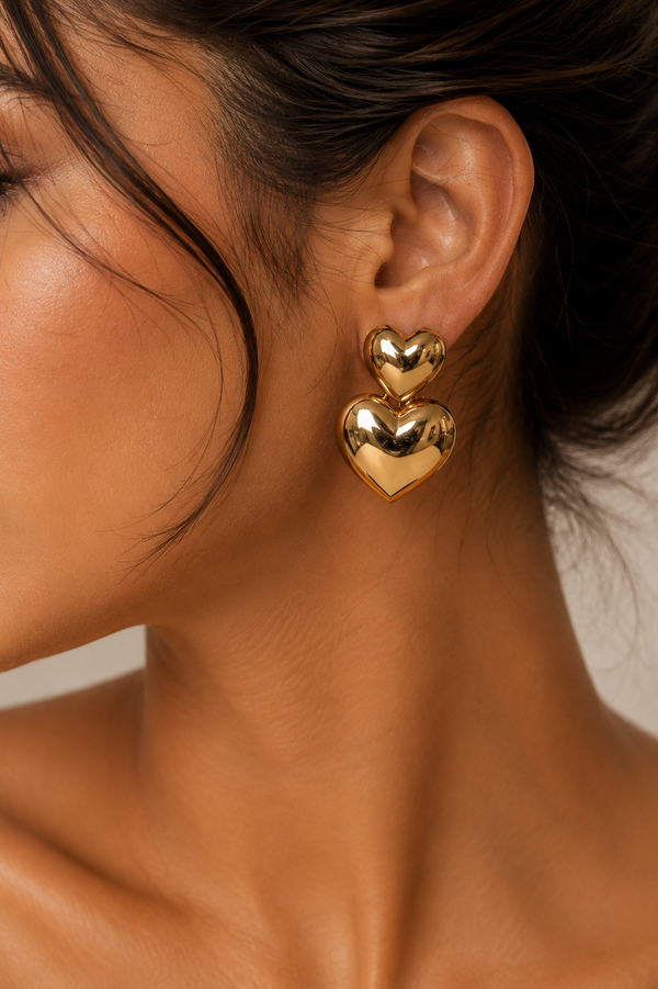 ✨ Golden Heart Drops 💛🧡 Earrings
