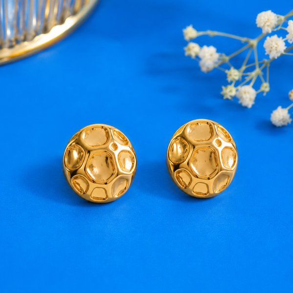 Gold Hammered🔨🟡 Button Studs Earrings