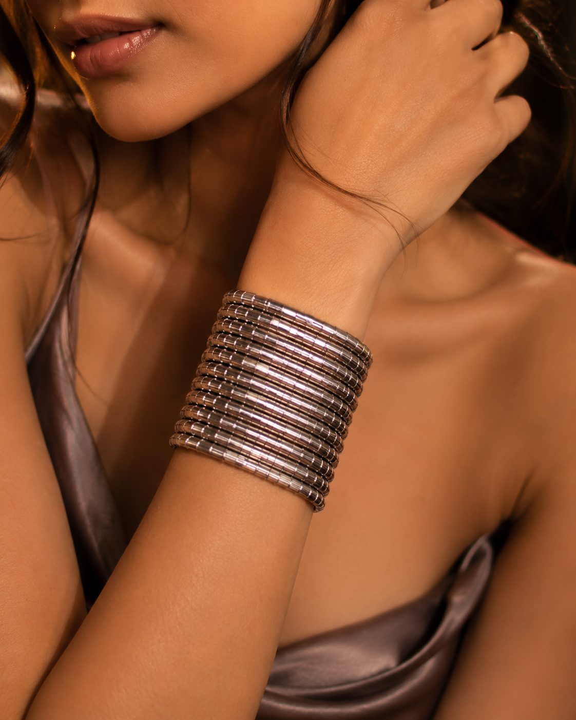 🤍✨Silver multi strand cuff bracelet