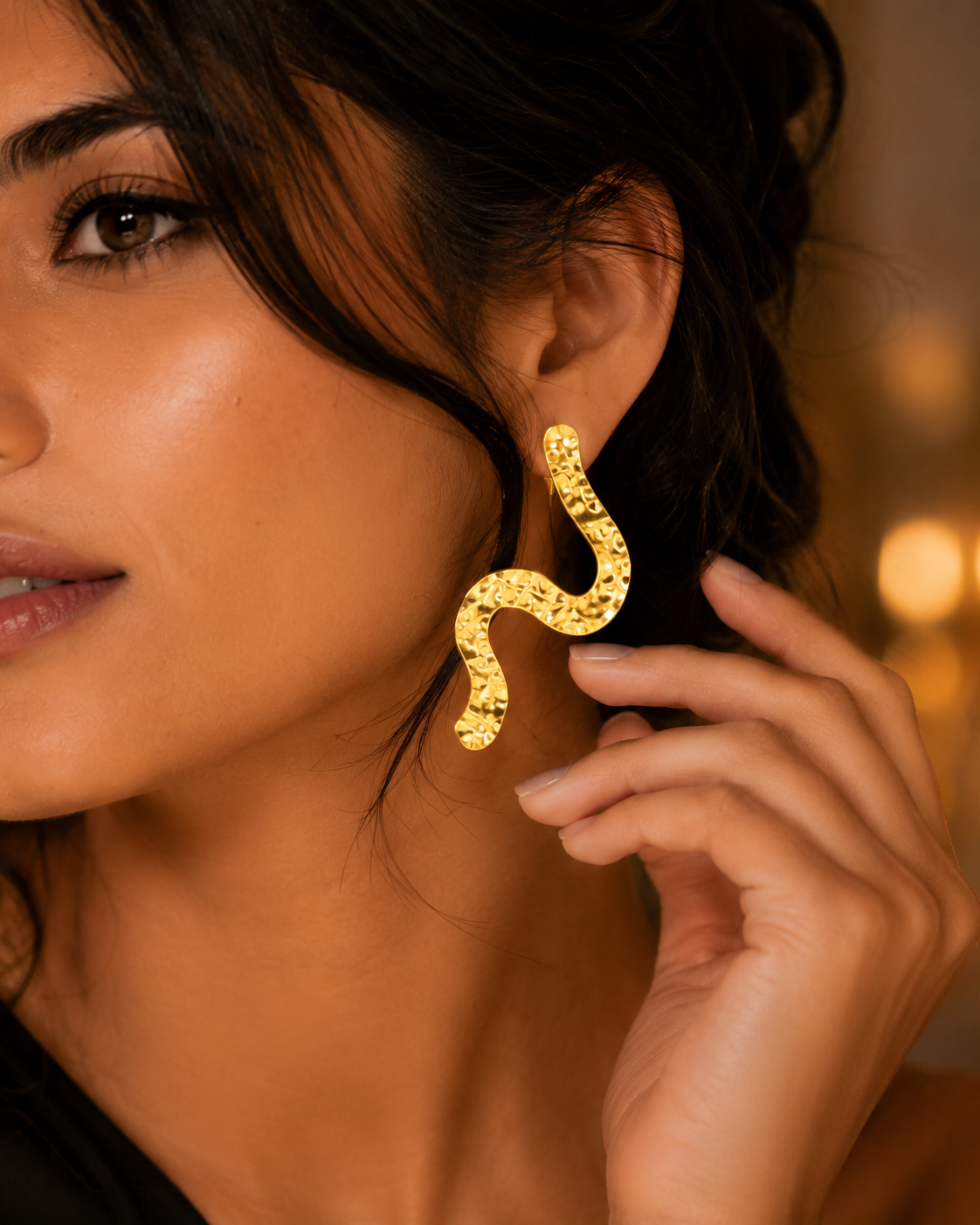 Golden💛 Hammered Wave Earrings