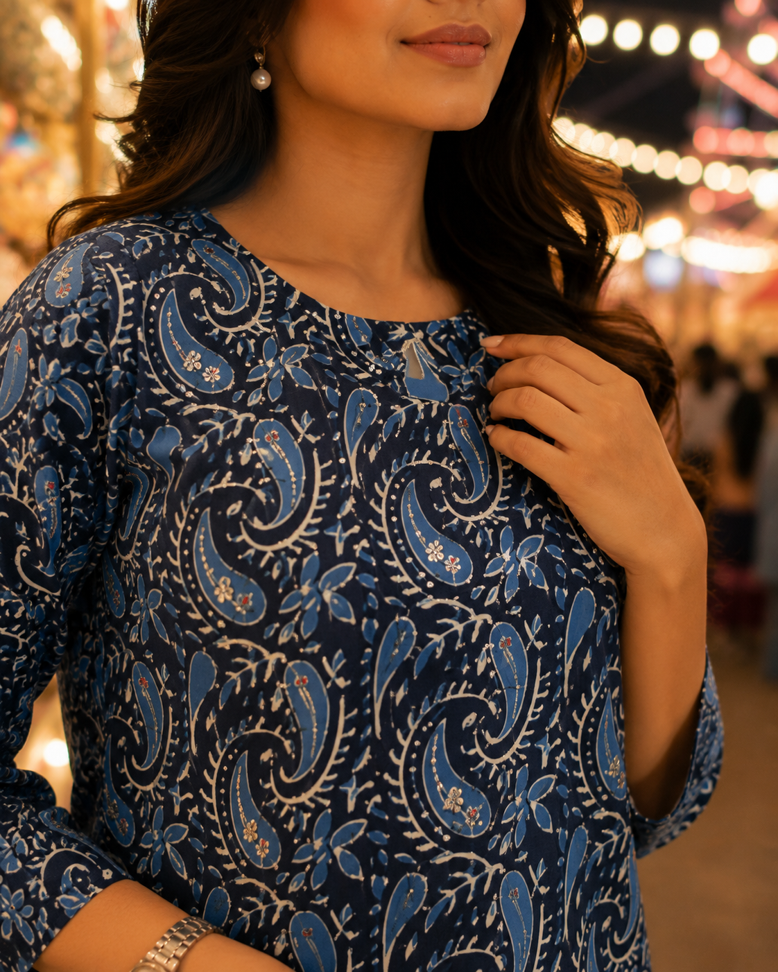 Vastrini 💙Indigo Paisley Blue 2-pc Cotton Kurti set