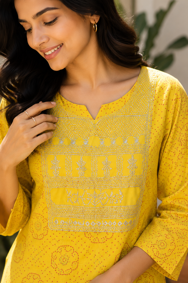 Vastrini💛sunshine yellow 2-pc Cotton Kurti set