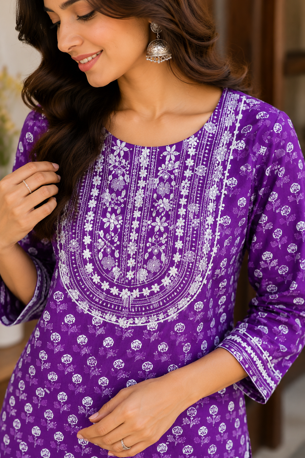 Vastrini💜 Purple 2-pc Cotton Kurti set