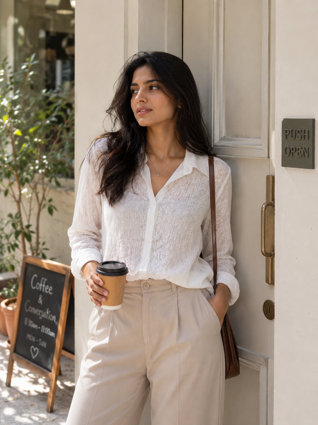 White elegant🤍sheer cotton shirt