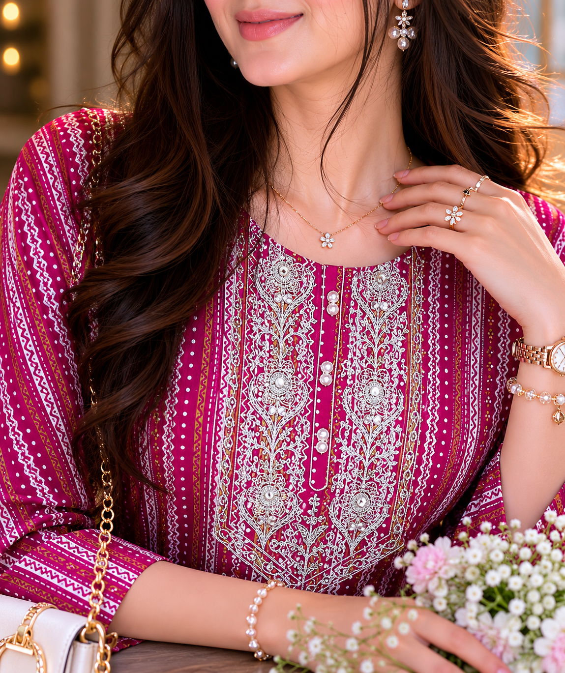 Vastrini Pink 💕Rose Glow 2-pc Cotton Kurti set