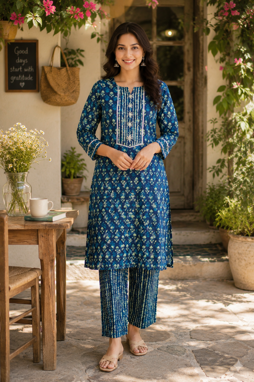 Vastrini💙Indigo Aura 2-pc Cotton Kurti set
