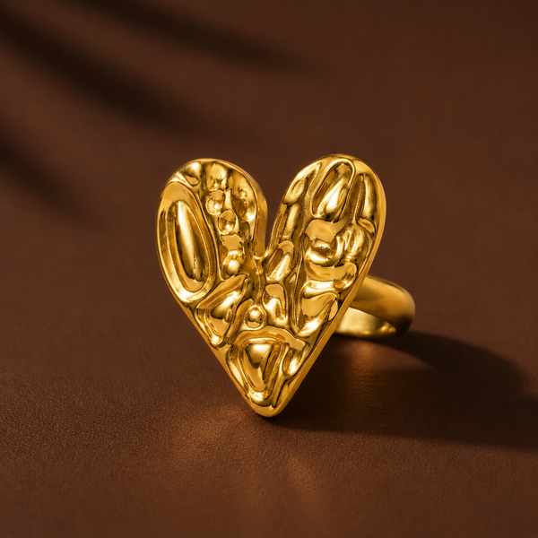 Golden 💛🔨Hammered Heart RING💍