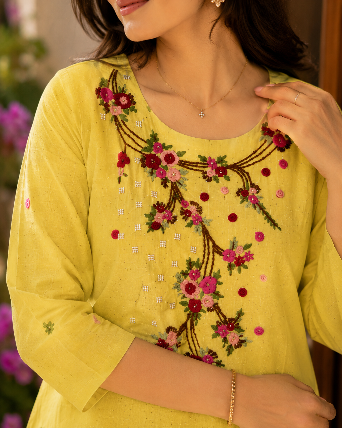 Vastrini ☀️🌼Sunshine pearl cotton Kurti